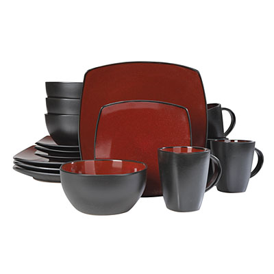 Red SoHo Square Reactive Glaze 16-Piece Dinnerware Set | Big Lots