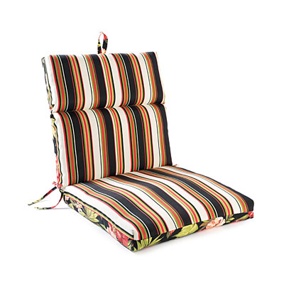 Maui Flowers & Stripes Reversible Outdoor Chair Cushion 