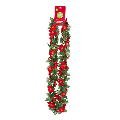 6' Poinsettia and Holly Chain Garland | Big Lots