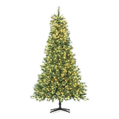 7' Pre-Lit Artificial Christmas Tree, Deluxe Cashmere with Clear Lights ...