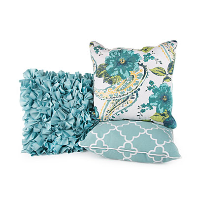 Nile Blue Satin Ruffle Decorative Pillow | Big Lots