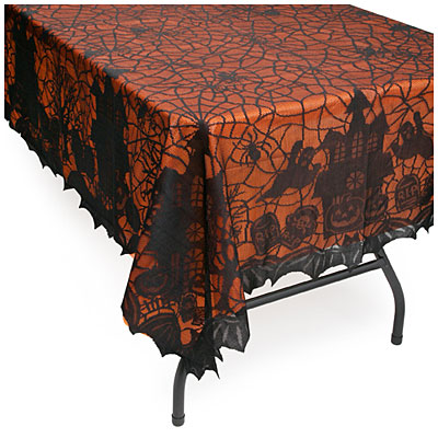 Orange and Black Halloween Lace Tablecloth | Big Lots