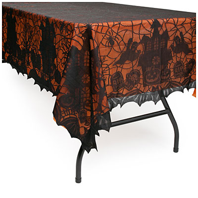 Orange and Black Halloween Lace Tablecloth | Big Lots