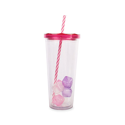 Pink Tumbler with Ice Cubes | Big Lots