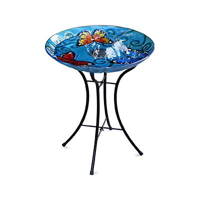 Wilson & Fisher® Solar Butterfly Glass Bird Bath | Big Lots