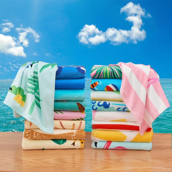 Folded beach towels