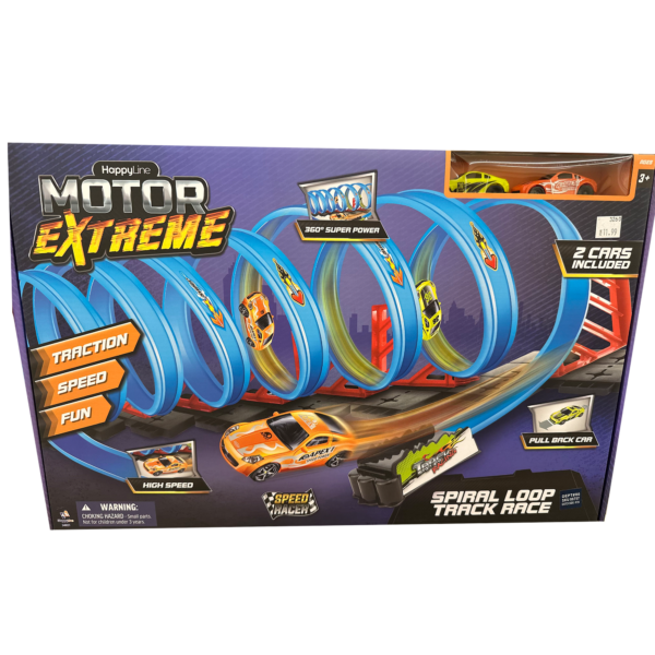 Spiral loop race track in box